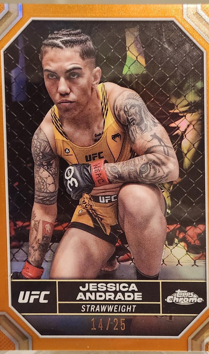 Jessica Andrade 2024 Topps Chrome UFC Base #94 Orange Refractor