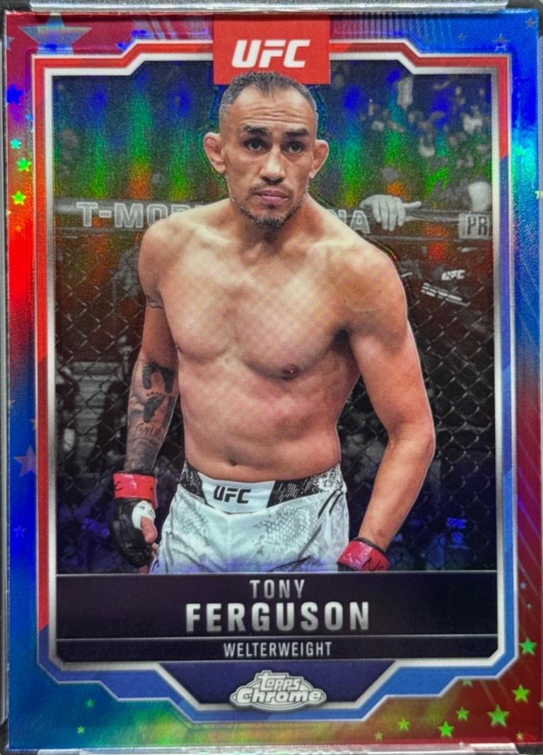 Tony Ferguson 2025 Topps Chrome UFC Base #171 Red & Blue Refractor