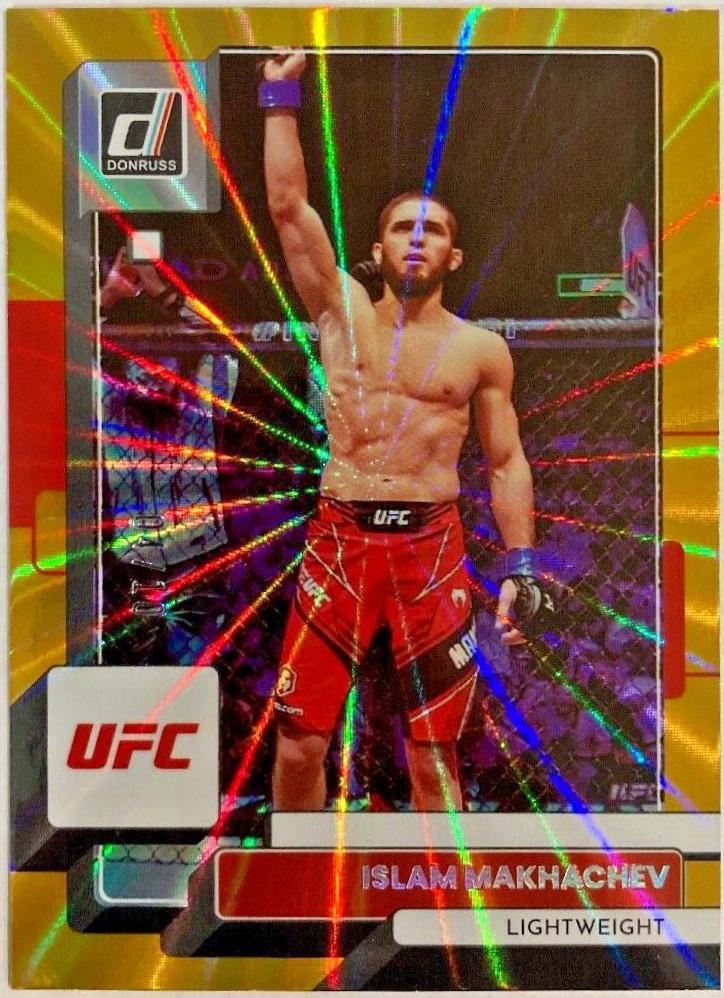 Islam Makhachev 2023 Panini Donruss UFC Base #92 Gold Laser