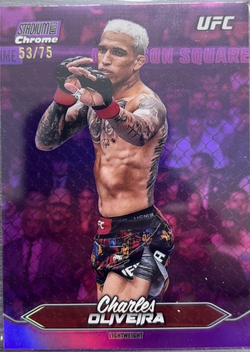 Charles Oliveira 2025 Topps Stadium Club UFC Base Chrome #C-36 Purple Refractor