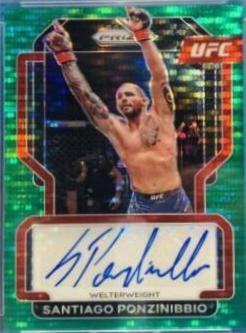 Santiago Ponzinibbio 2022 Panini Prizm UFC Signatures #24 Green Pulsar