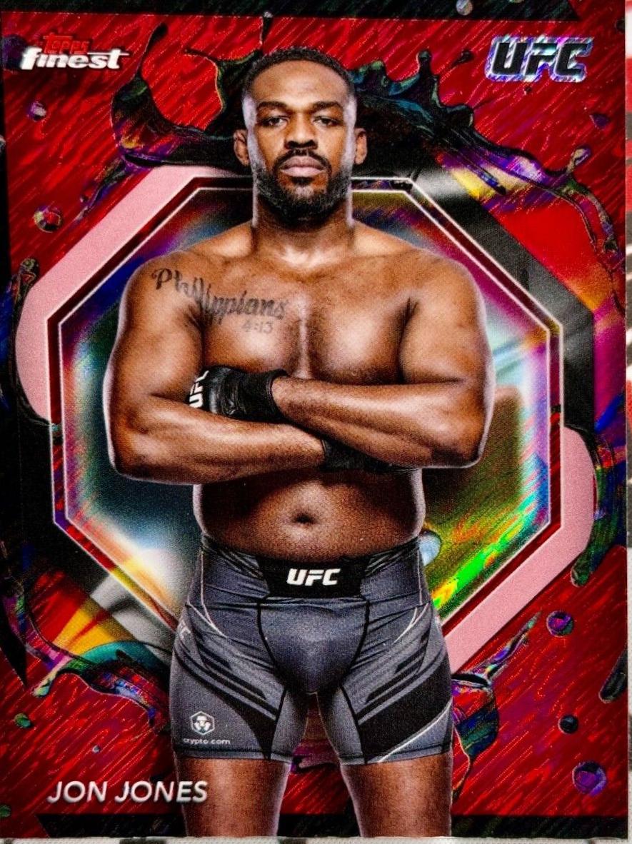 Jon Jones 2024 Topps Finest UFC Base Rare #214 Red Shimmer Refractor