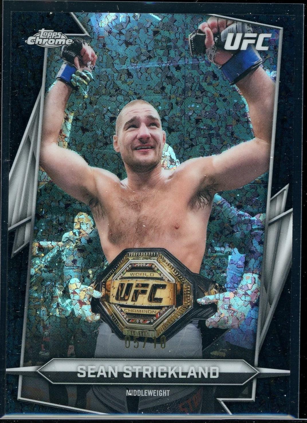 Sean Strickland 2026 Topps Chrome UFC Base #2 Black Mini Diamonds Refractor