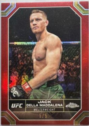 Jack Della Maddalena 2024 Topps Chrome UFC Base #82 Red Refractor
