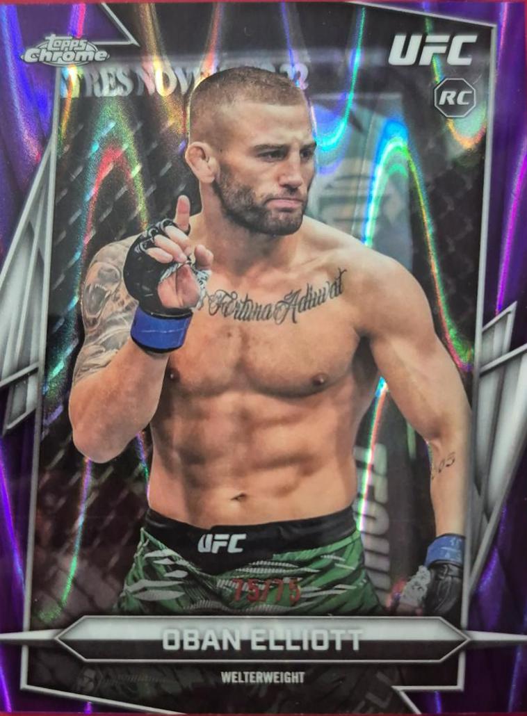 Oban Elliott 2026 Topps Chrome UFC Base #126 Purple Ray Wave Refractor