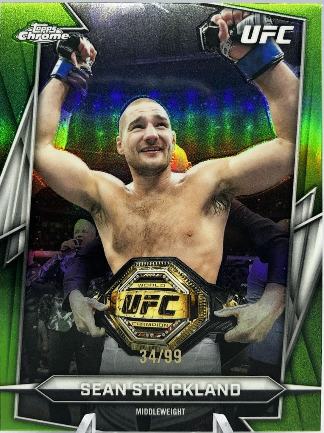 Sean Strickland 2026 Topps Chrome UFC Base #2 Green Refractor