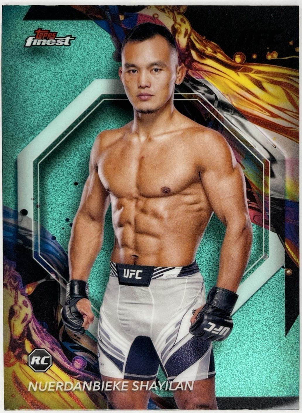 Shayilan Nuerdanbieke 2024 Topps Finest UFC Base Uncommon #178 Aqua Glitter Refractor