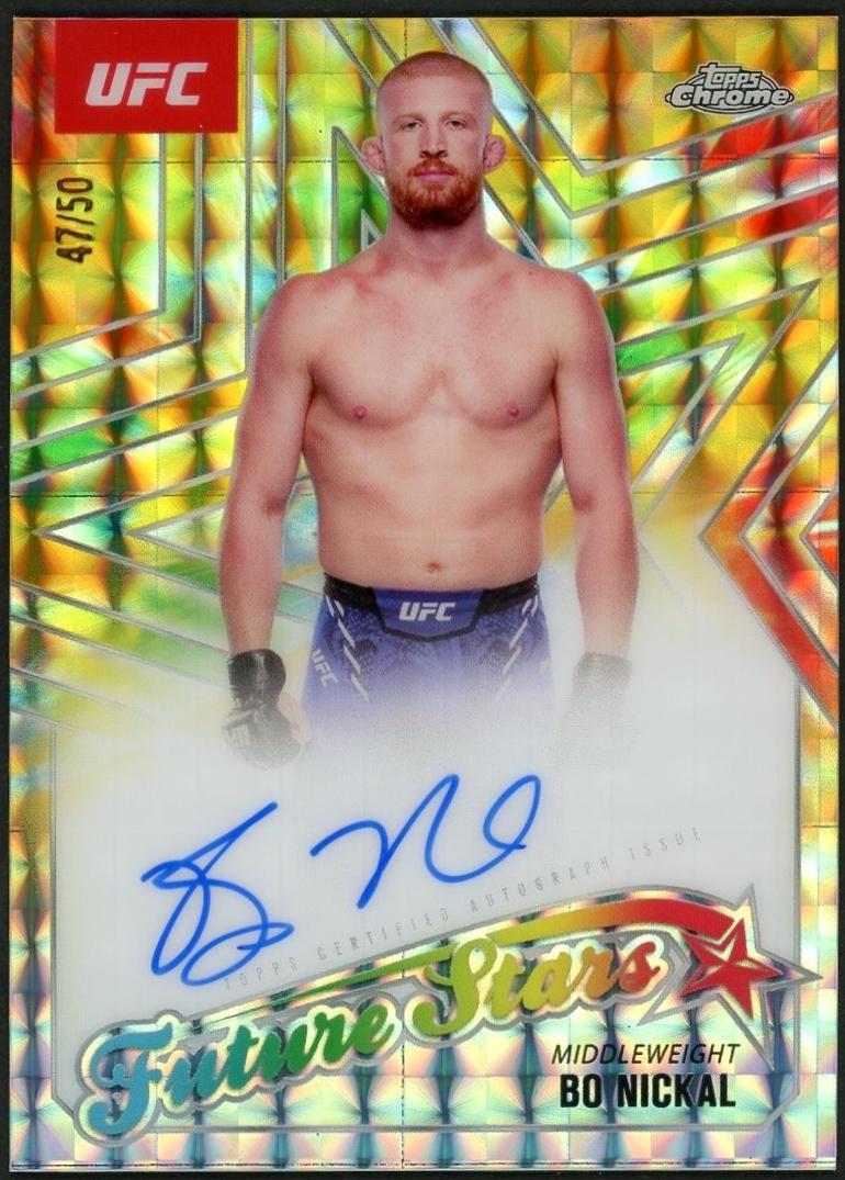 Bo Nickal 2025 Topps Chrome UFC Future Stars Autographs #FSA-BN Gold Refractor