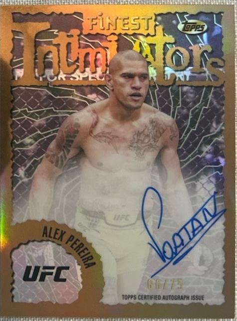 Alex Pereira 2024 Topps Finest UFC Intimidators Autographs #IA-APE Blue Checkerboard Refractor