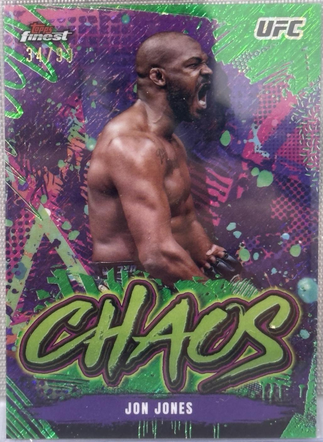 Jon Jones 2024 Topps Finest UFC Chaos #CHA-16 Green Shimmer Refractor