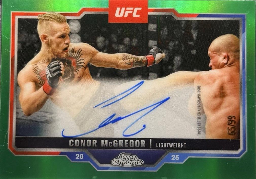 Conor McGregor 2025 Topps Chrome UFC Chrome Veteran Autographs #CVA-CM Green Refractor