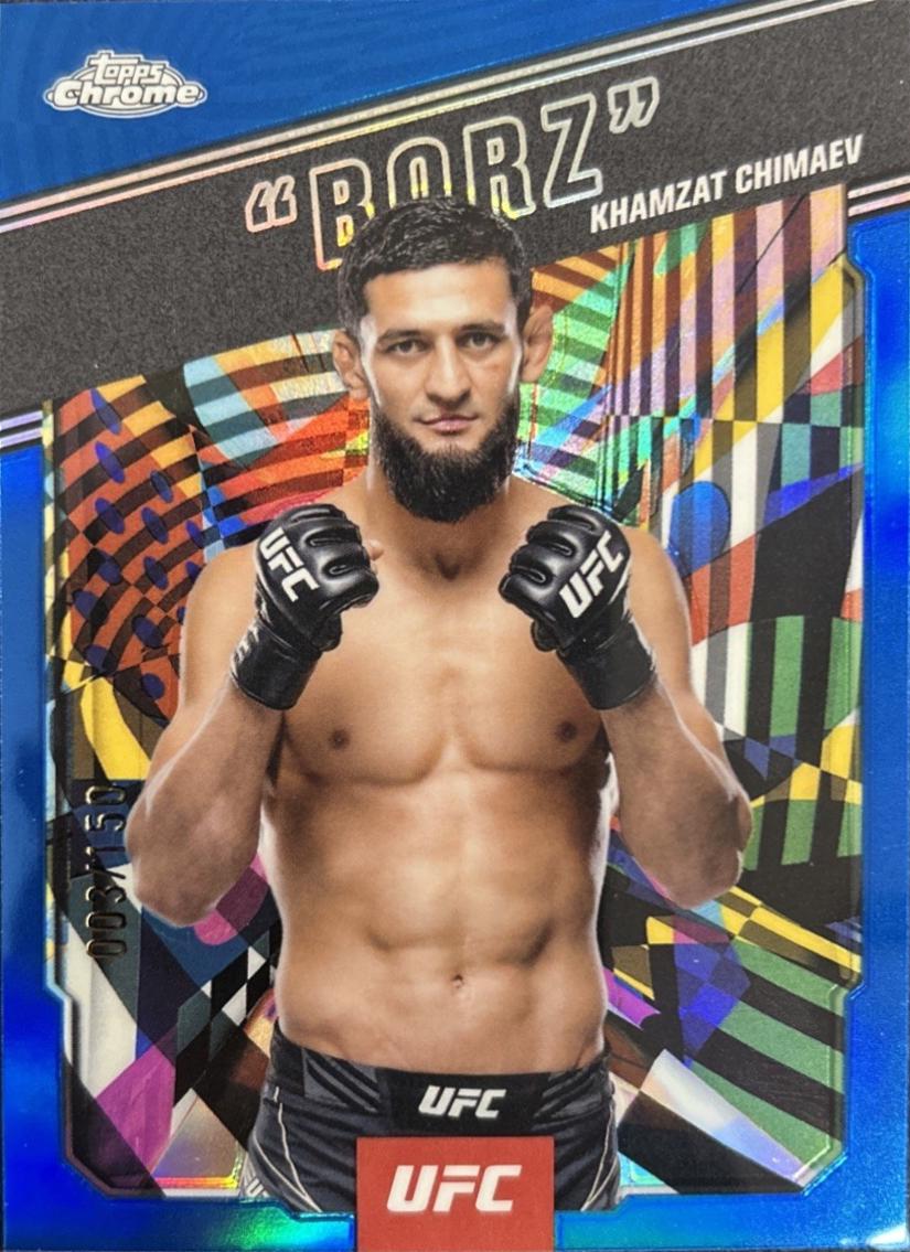 Khamzat Chimaev 2025 Topps Chrome UFC AKA #AKA-2 Blue Refractor