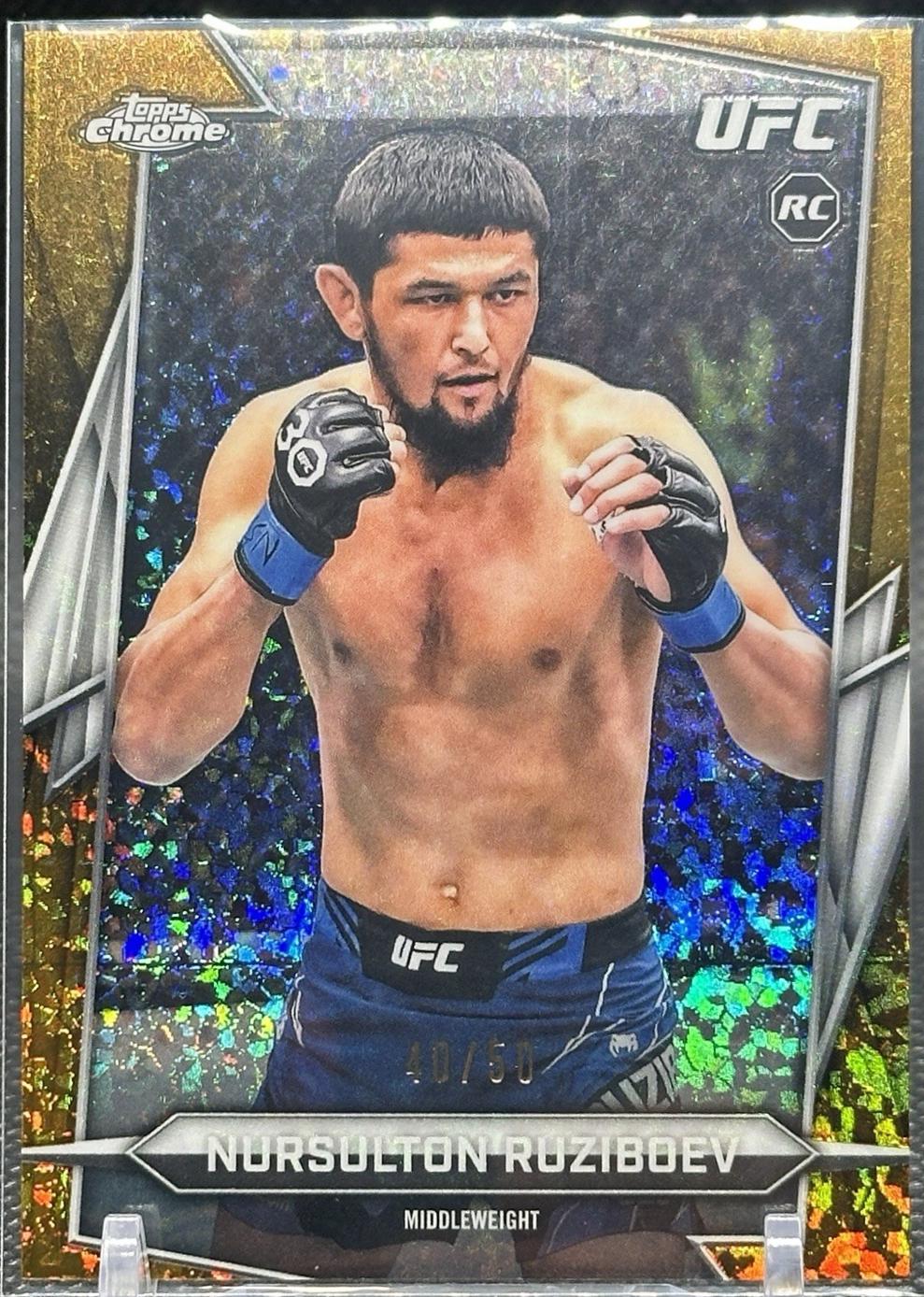 Nursulton Ruziboev 2026 Topps Chrome UFC Base #74 Gold Mini Diamonds Refractor