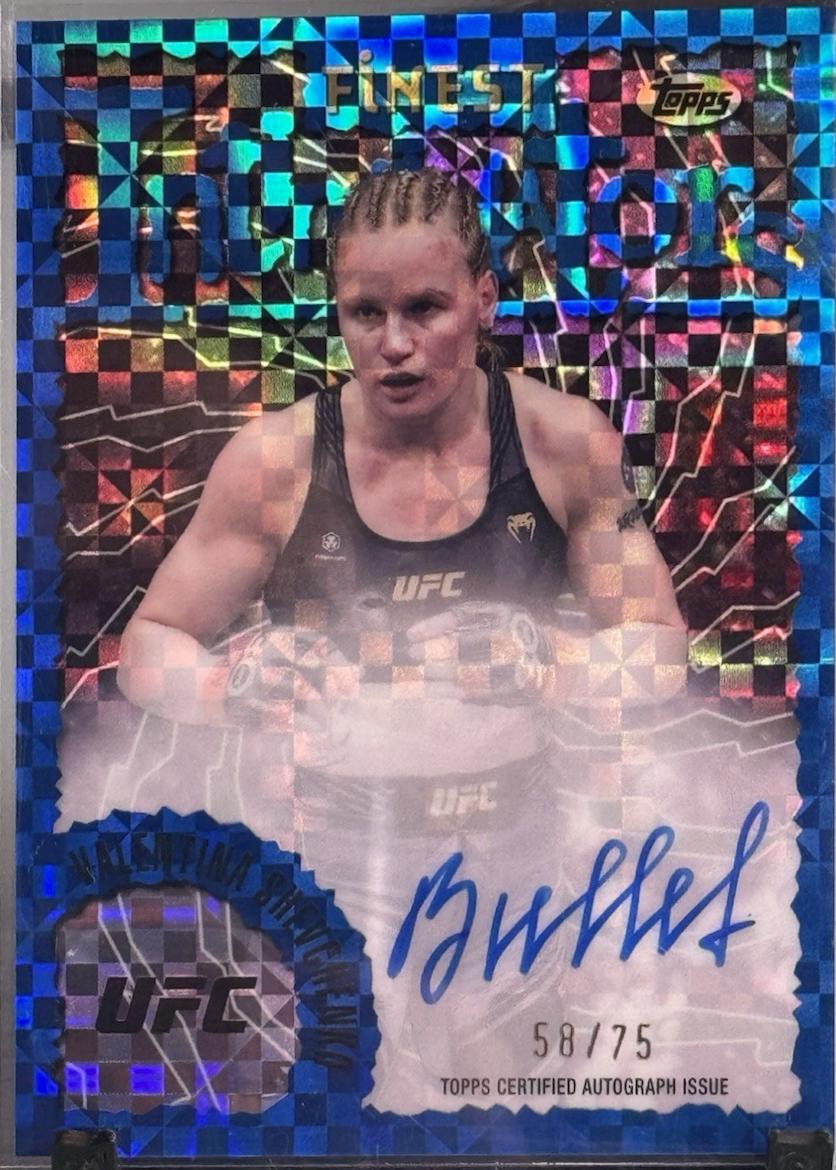 Valentina Shevchenko 2024 Topps Finest UFC Intimidators Autographs #IA-VSH Blue Checkerboard Refractor