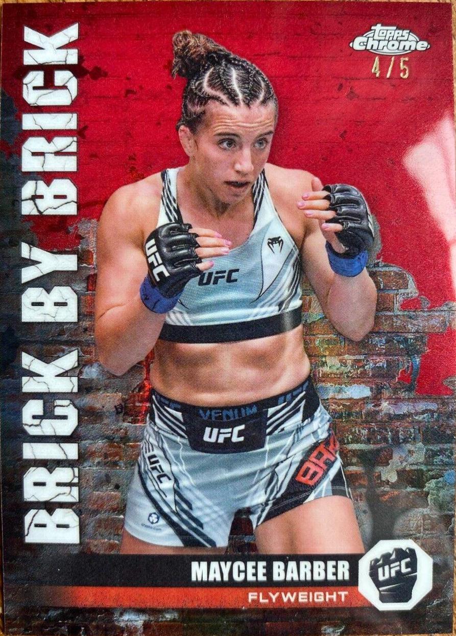 Maycee Barber 2024 Topps Chrome UFC Brick by Brick #BYB-5 Red Refractor