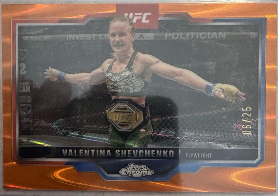 Valentina Shevchenko 2025 Topps Chrome UFC Base #166 Orange Refractor