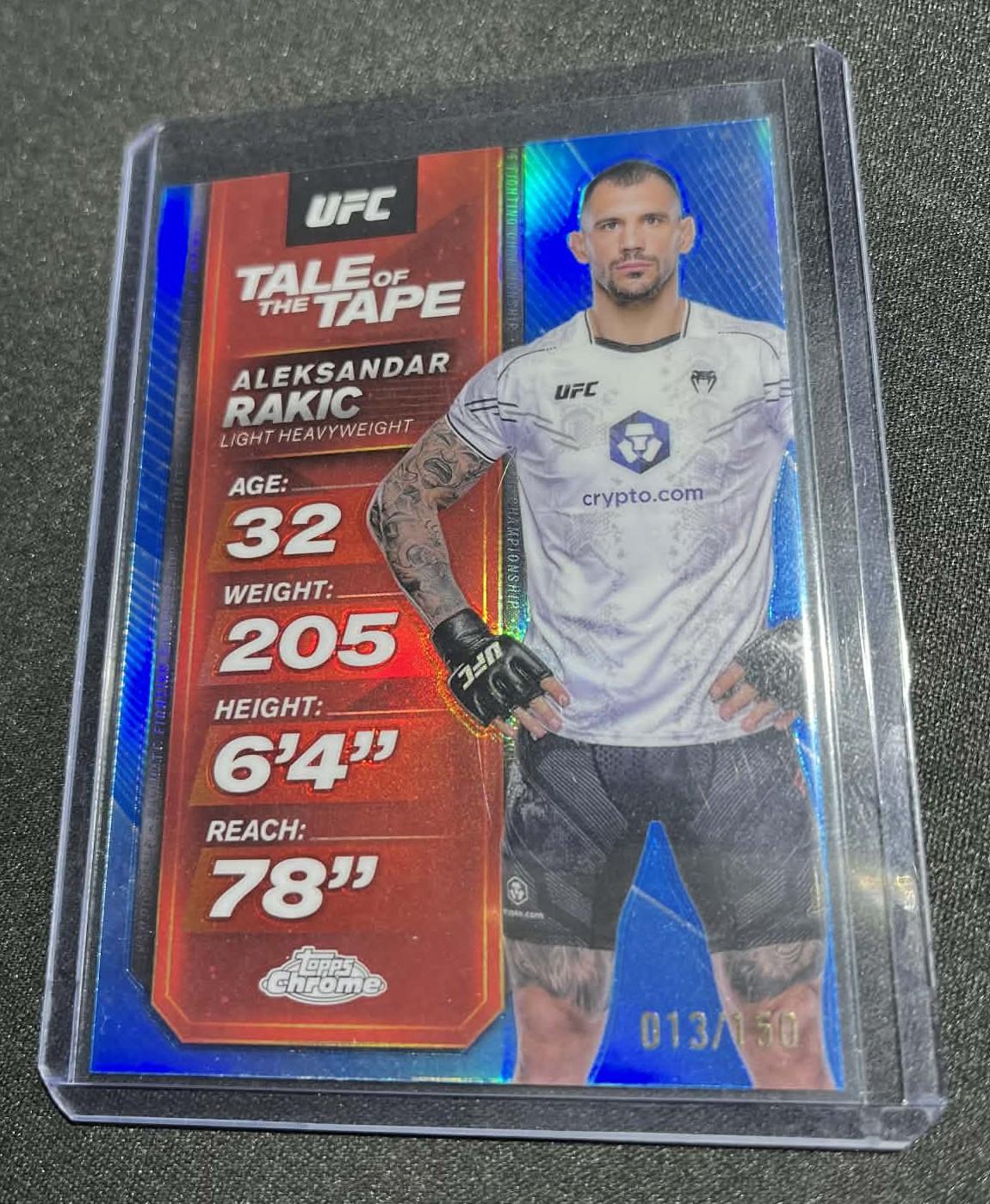 Aleksandar Rakic 2025 Topps Chrome UFC Tale of the Tape #TTT-11 Blue Refractor