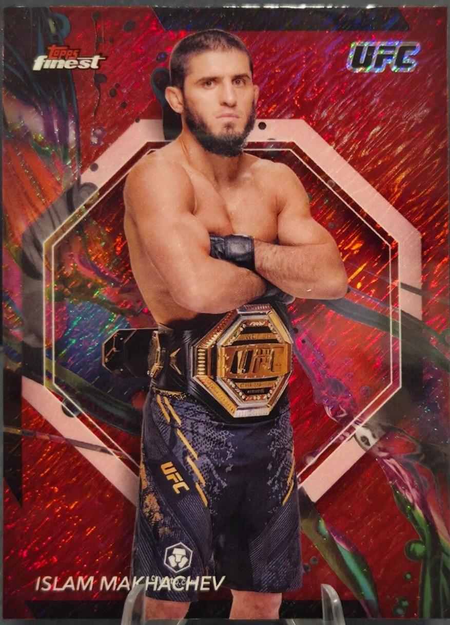 Islam Makhachev 2024 Topps Finest UFC Base Common #63 Red Shimmer Refractor