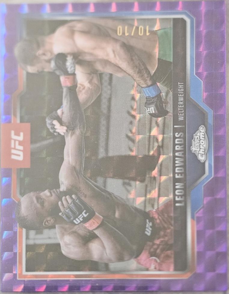 Leon Edwards 2025 Topps Chrome UFC Base #139 Purple Geometric Refractor