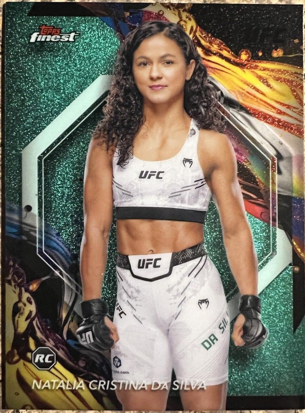 Natalia Silva 2024 Topps Finest UFC Base Uncommon #169 Aqua Glitter Refractor