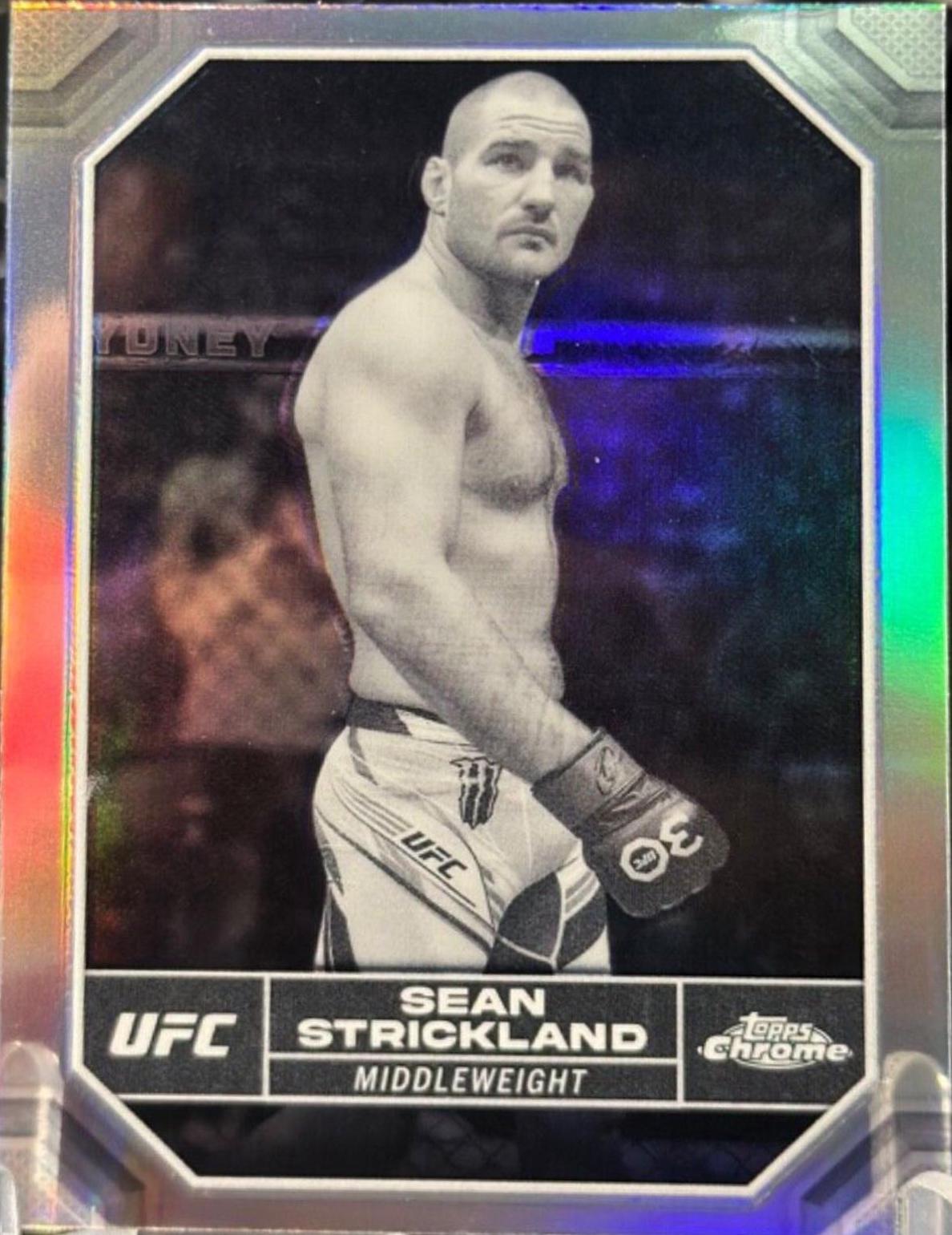 Sean Strickland 2024 Topps Chrome UFC Base #174 Negative Refractor