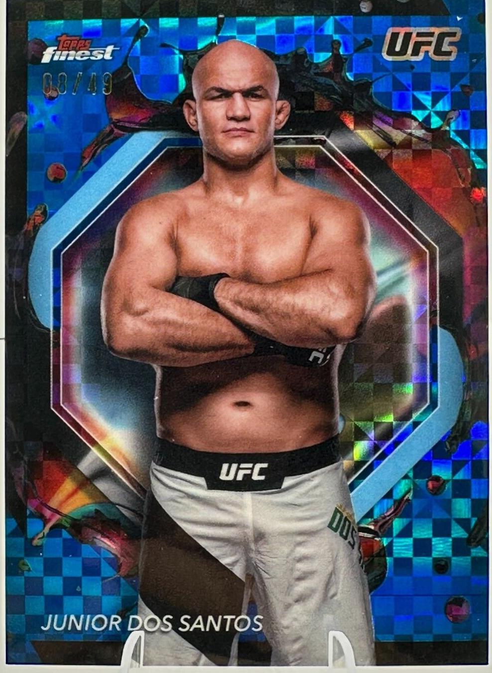 Junior Dos Santos 2024 Topps Finest UFC Base Rare #204 Blue Checkerboard Refractor