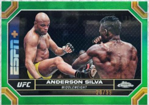 Anderson Silva 2024 Topps Chrome UFC Base #17 Green Refractor