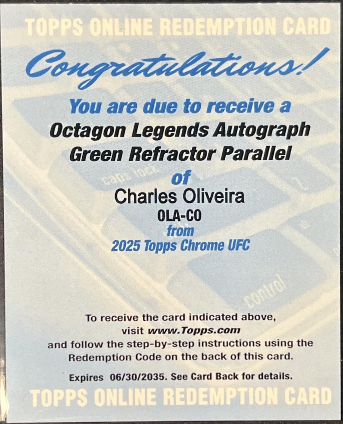 Charles Oliveira 2025 Topps Chrome UFC Octagon Legends Autographs #OLA-CO Green Refractor