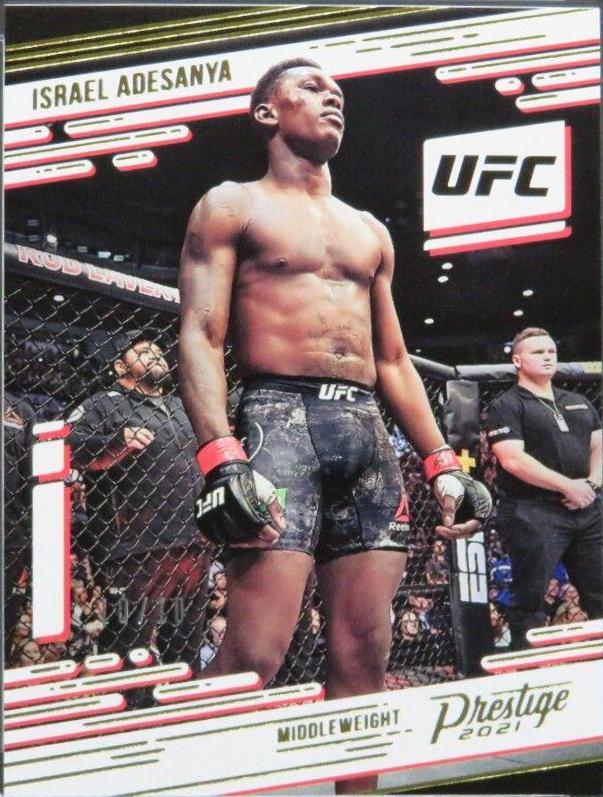 Israel Adesanya 2021 Panini Chronicles UFC Base Noir #318 Gold