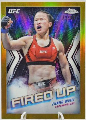 Zhang Weili 2024 Topps Chrome UFC Fired Up #FDP-5 Gold Refractor