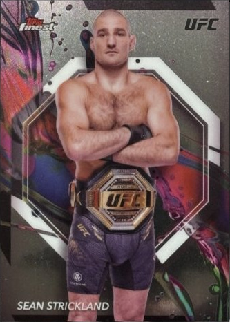 Sean Strickland 2024 Topps Finest UFC Base Common #45 Yellow Glitter Refractor
