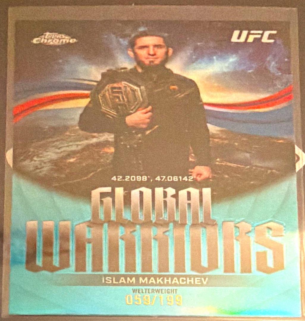 Islam Makhachev 2026 Topps Chrome UFC Global Warriors #GW-17 Aqua Refractor
