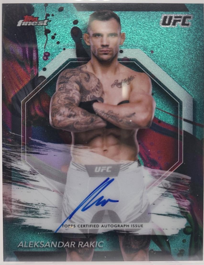 Aleksandar Rakic 2024 Topps Finest UFC Finest Autographs #FA-ARR Aqua Glitter Refractor