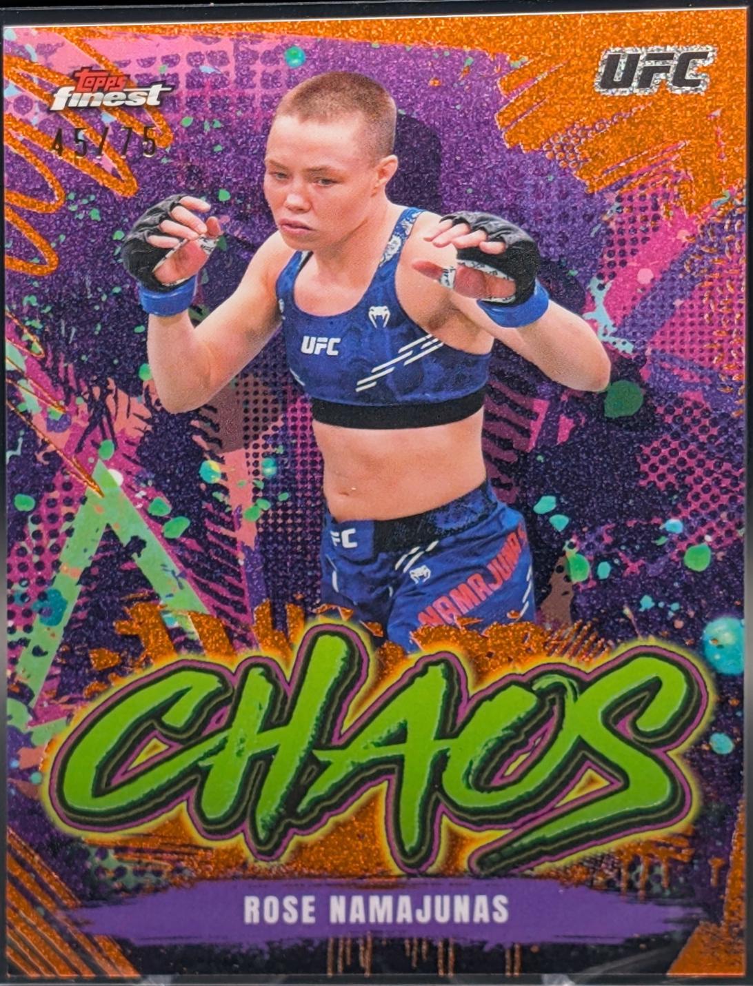 Rose Namajunas 2024 Topps Finest UFC Chaos #CHA-7 Yellow Glitter Refractor