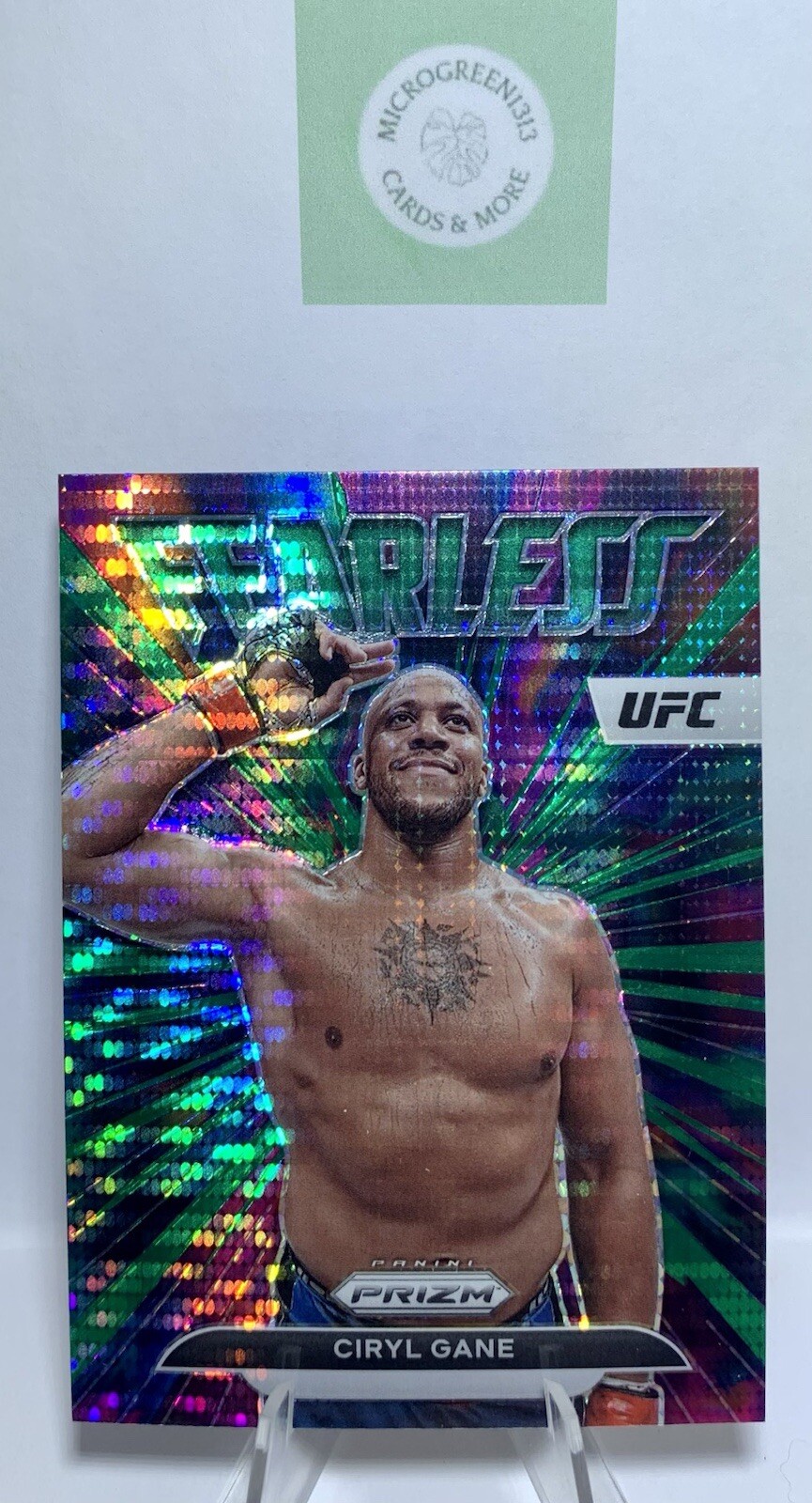 Ciryl Gane 2023 Panini Prizm UFC Fearless #16 Green Pulsar
