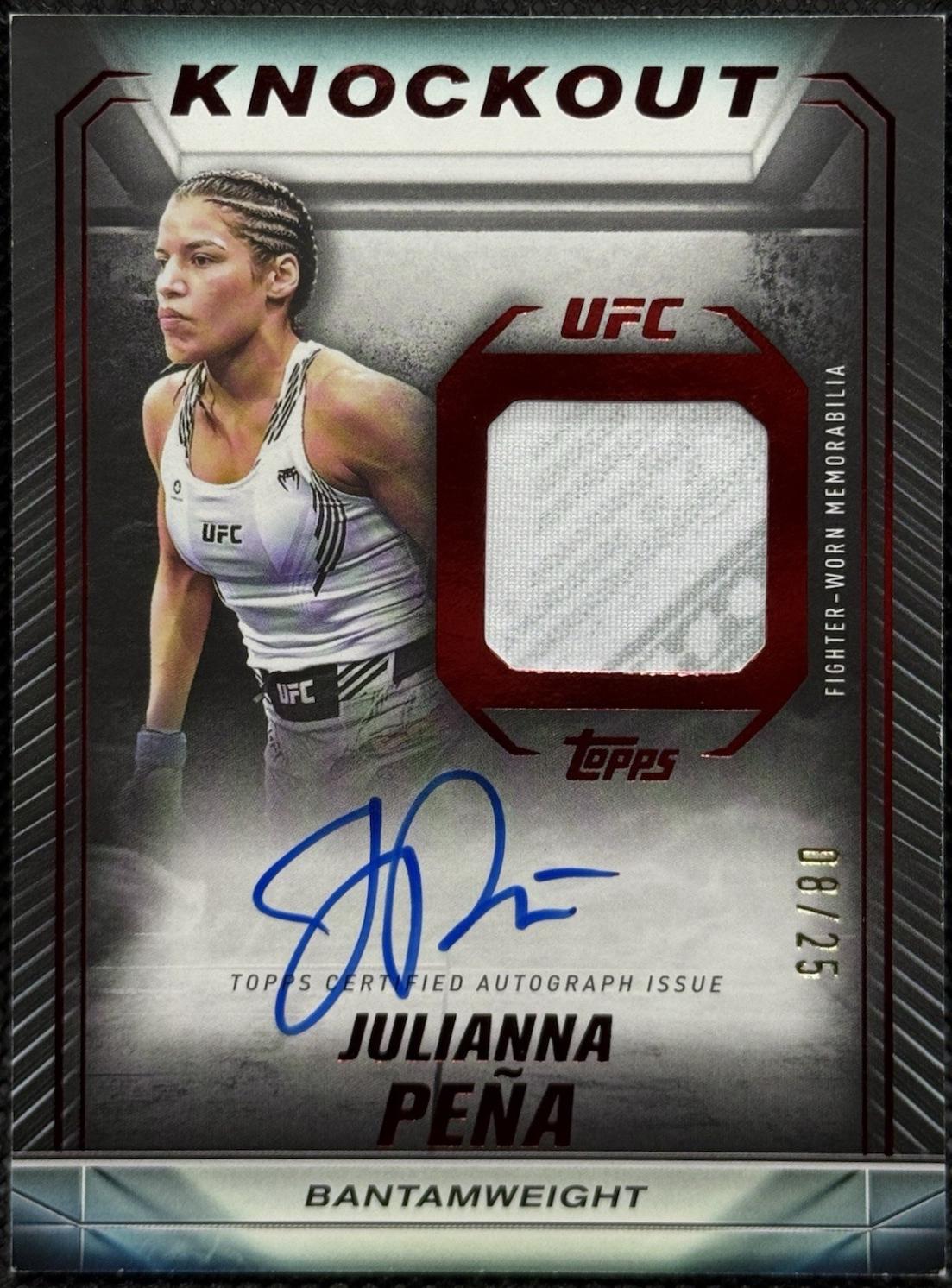 Julianna Peña 2024 Topps Knockout UFC Knockout Autograph Relics #KAR-JPA Red