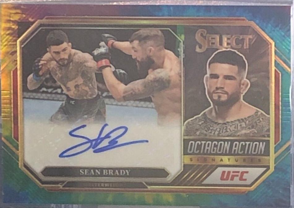Sean Brady 2023 Panini Select UFC Octagon Action Signatures #14 Gold Flash
