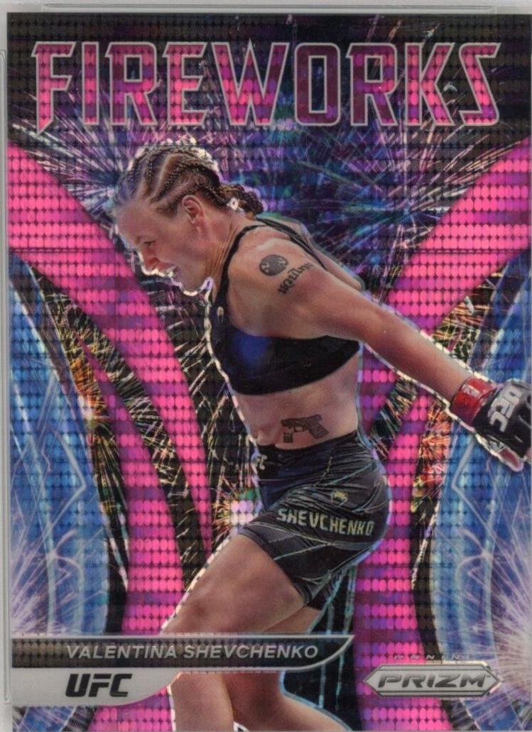 Valentina Shevchenko 2022 Panini Prizm UFC Fireworks #23 Pink Pulsar