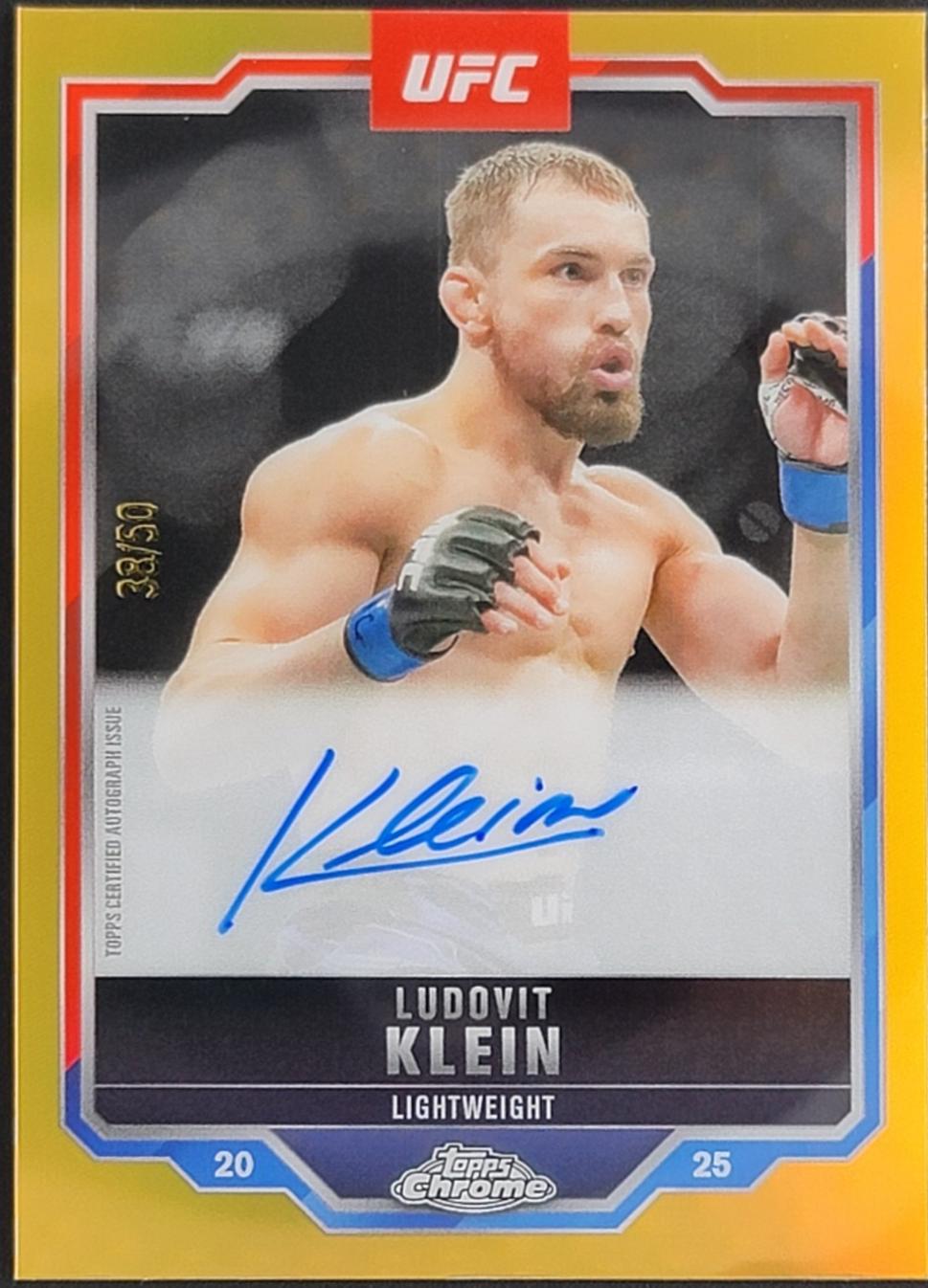 Ludovit Klein 2025 Topps Chrome Sapphire UFC Chrome Veteran Autographs Sapphire #CVA-LK Gold Sapphire