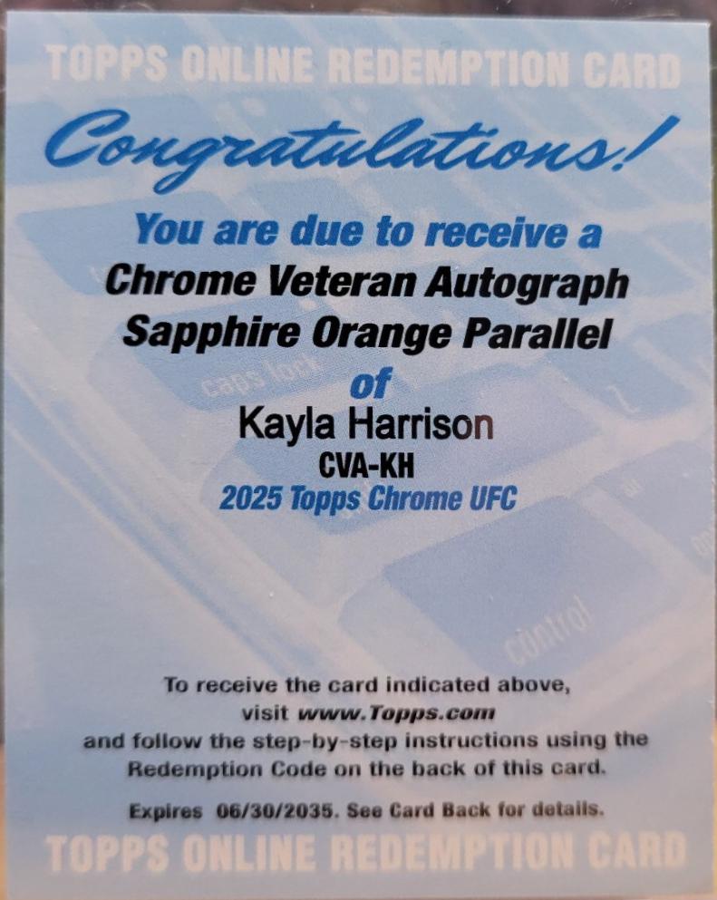 Kayla Harrison 2025 Topps Chrome UFC Chrome Veteran Autographs #CVA-KH Orange Refractor