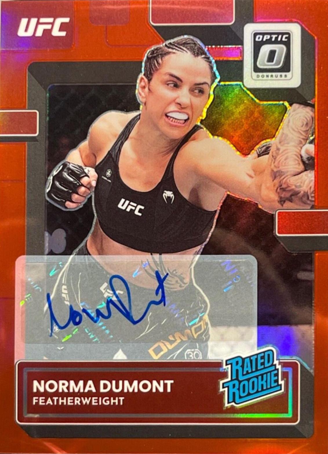 Norma Dumont 2023 Panini Donruss Optic UFC Base Rated Rookies Signatures #133 Red