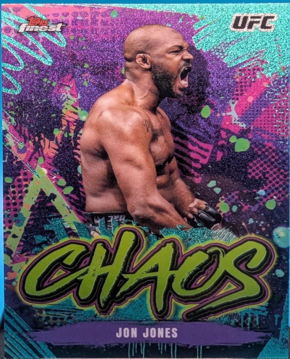 Jon Jones 2024 Topps Finest UFC Chaos #CHA-16 Aqua Glitter Refractor