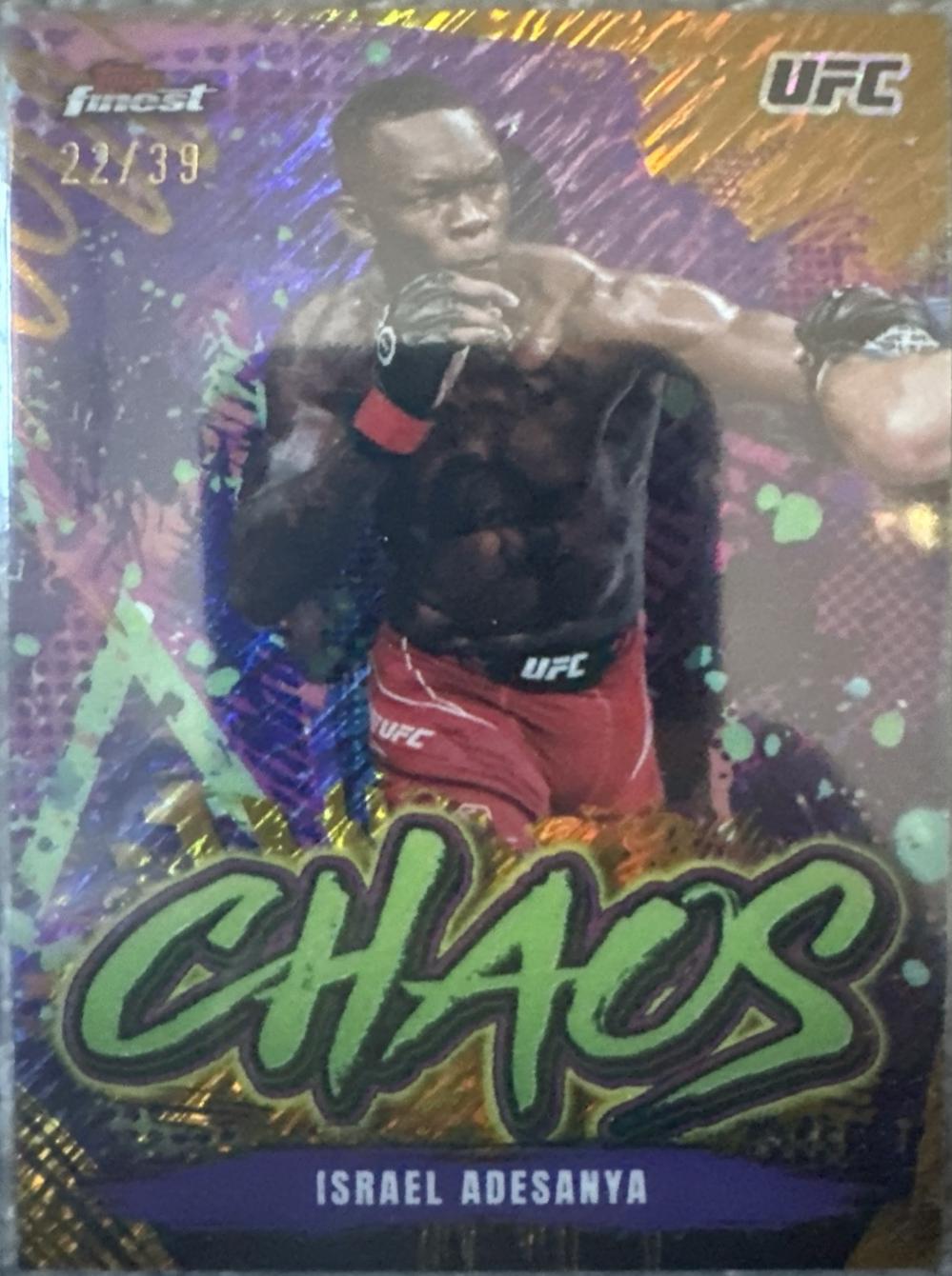 Israel Adesanya 2024 Topps Finest UFC Chaos #CHA-29 Gold Shimmer Refractor