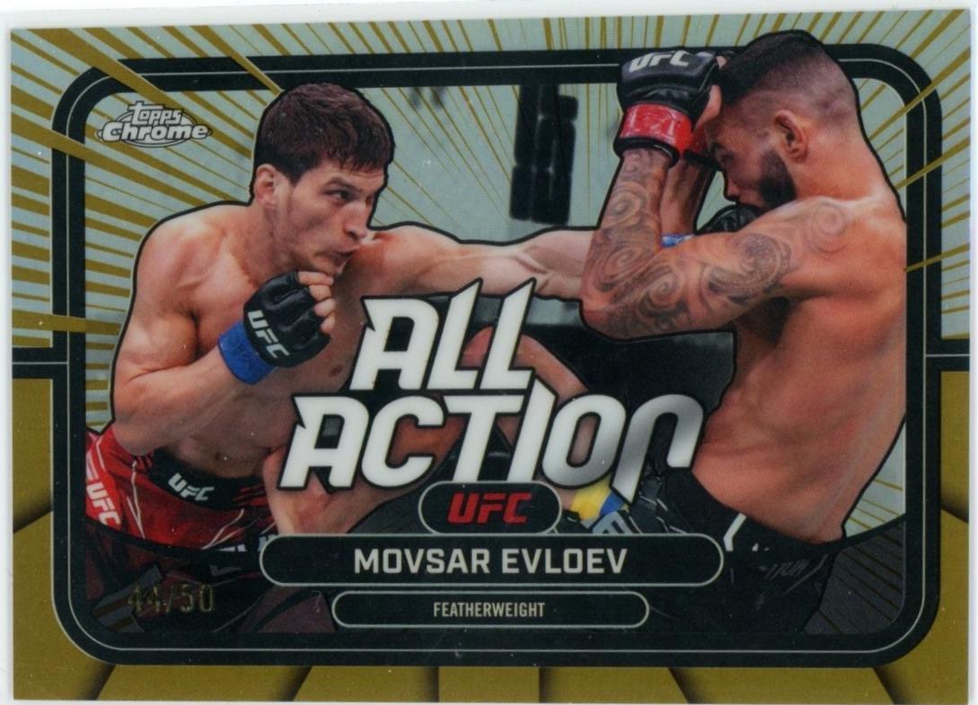 Movsar Evloev 2026 Topps Chrome UFC All-Action #AA-38 Gold Refractor