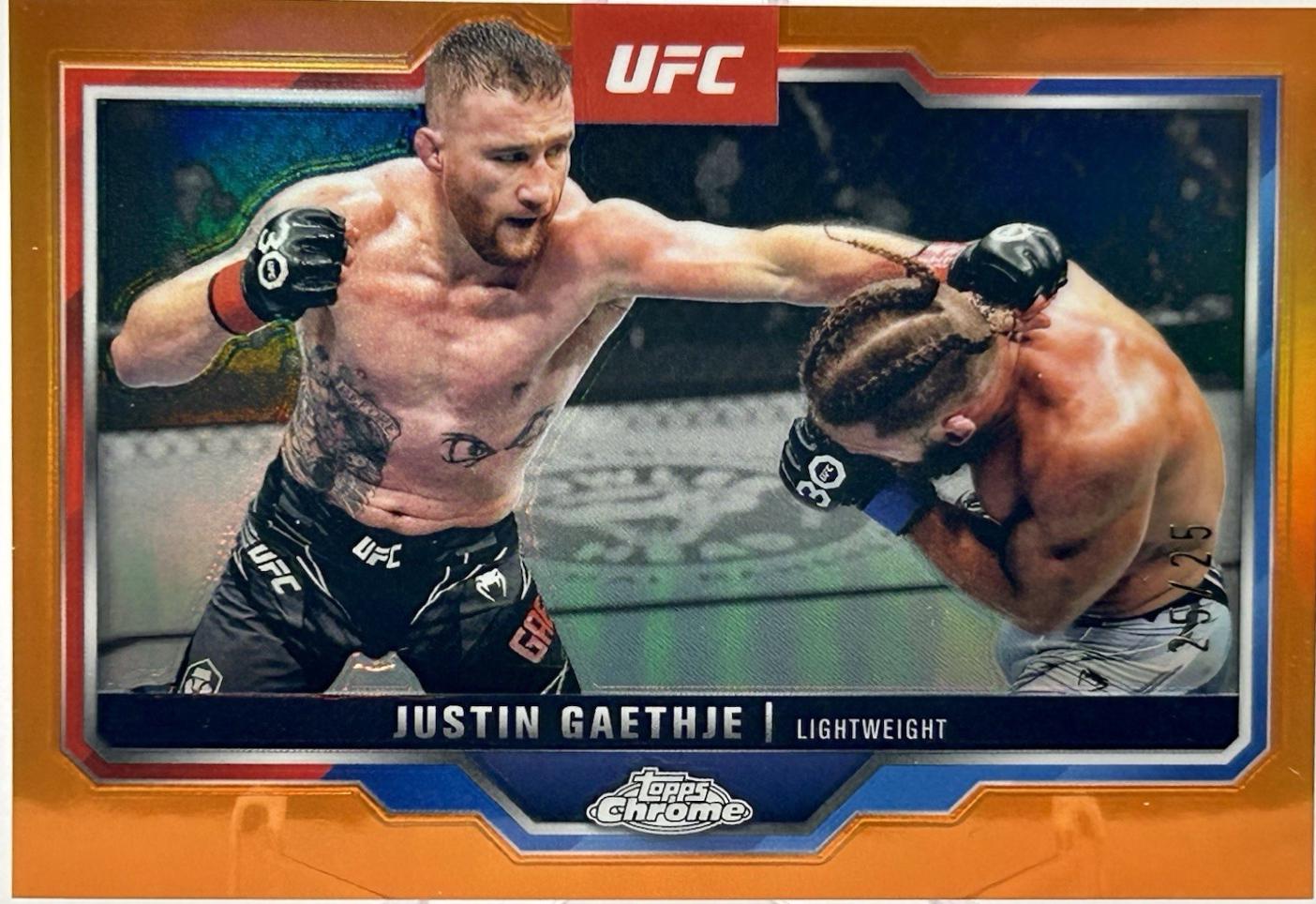 Justin Gaethje 2025 Topps Chrome UFC Base #138 Orange Refractor