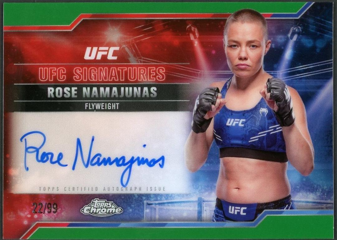 Rose Namajunas 2025 Topps Chrome UFC UFC Signatures #SIG-RN Green Refractor