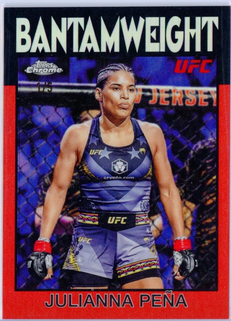 Julianna Peña 2026 Topps Chrome UFC 1986 Topps #86-19 Purple Geometric Refractor