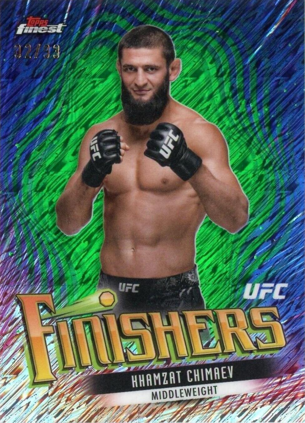 Khamzat Chimaev 2024 Topps Finest UFC Finishers #FIN-2 Green Shimmer Refractor