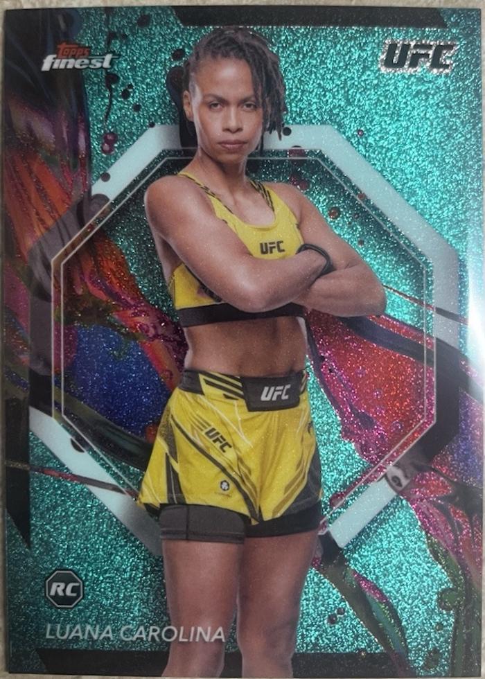 Luana Carolina 2024 Topps Finest UFC Base Common #26 Aqua Glitter Refractor