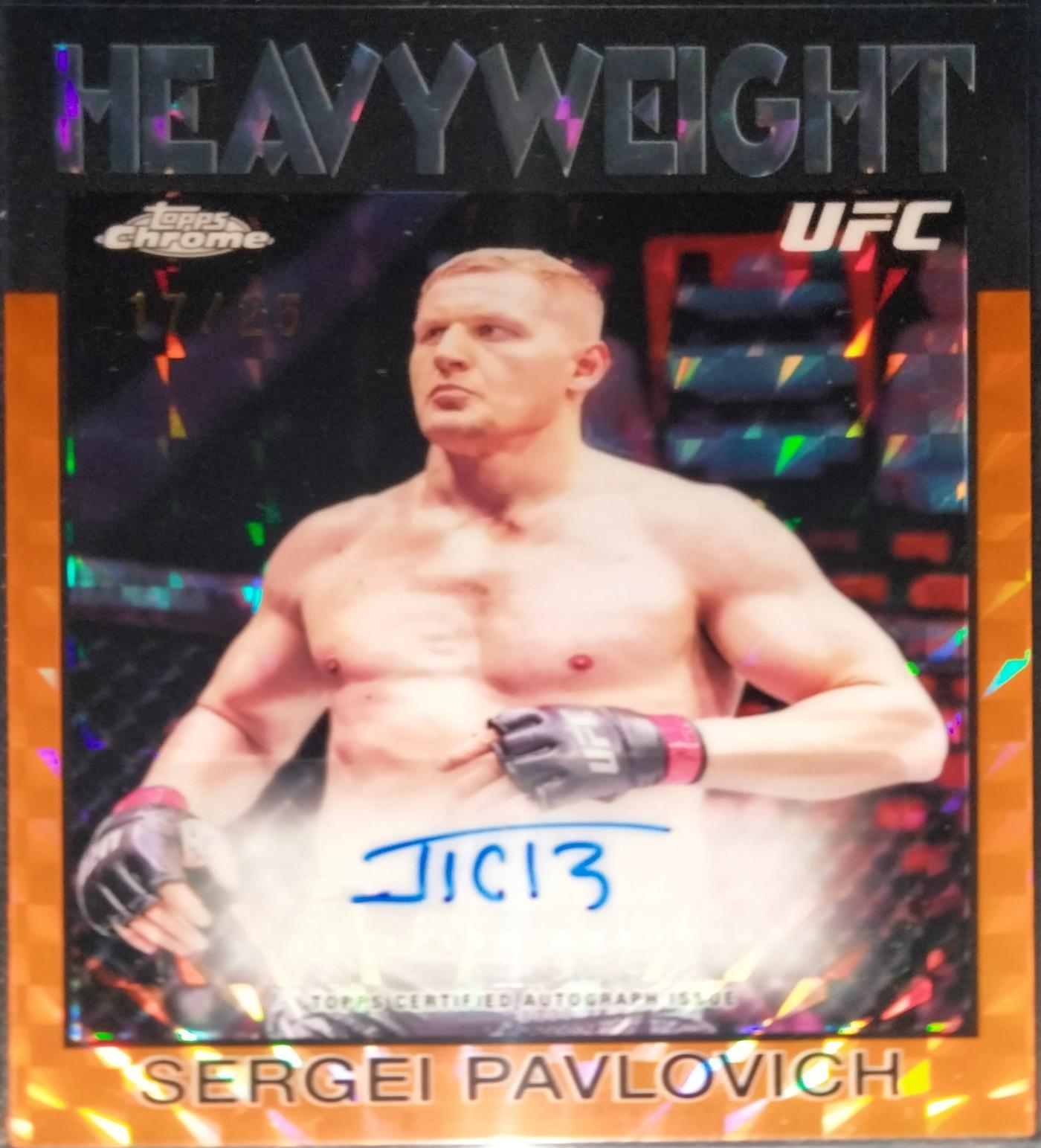 Sergei Pavlovich 2026 Topps Chrome UFC 1986 Topps Signatures #86S-SP Purple Geometric Refractor
